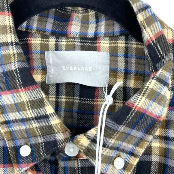 Everlane The Brushed Flannel Shirt Beech Plaid Size Large NWT $90 MSRP - Picture 4 of 7